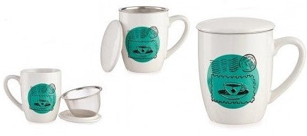 Set tasse porcelaine city tea + couvercle