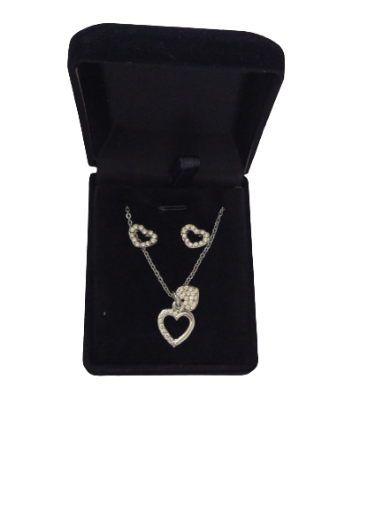 Parure coeur avec strass au centre