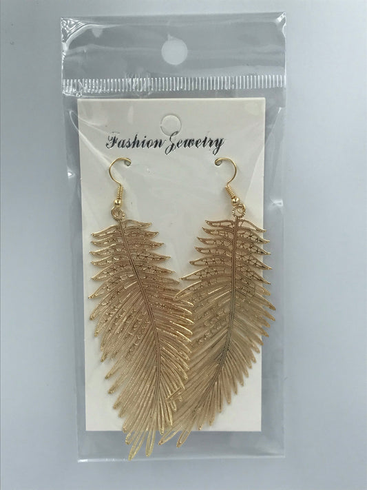 Boucles d'oreilles longues feuilles de palmier